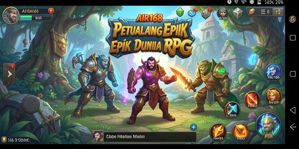 Screenshot gameplay AIR168 menampilkan karakter bertempur di dunia fantasi.