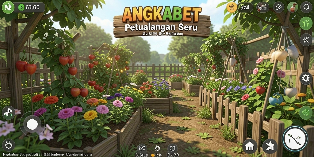 Tangkapan layar gameplay ANGKABET dengan lahan pertanian yang subur.