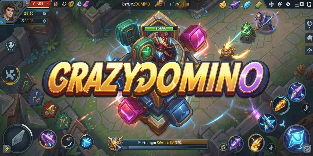 Tampilan gameplay seru dalam CRAZYDOMINO dengan aksi MOBA yang mendebarkan.