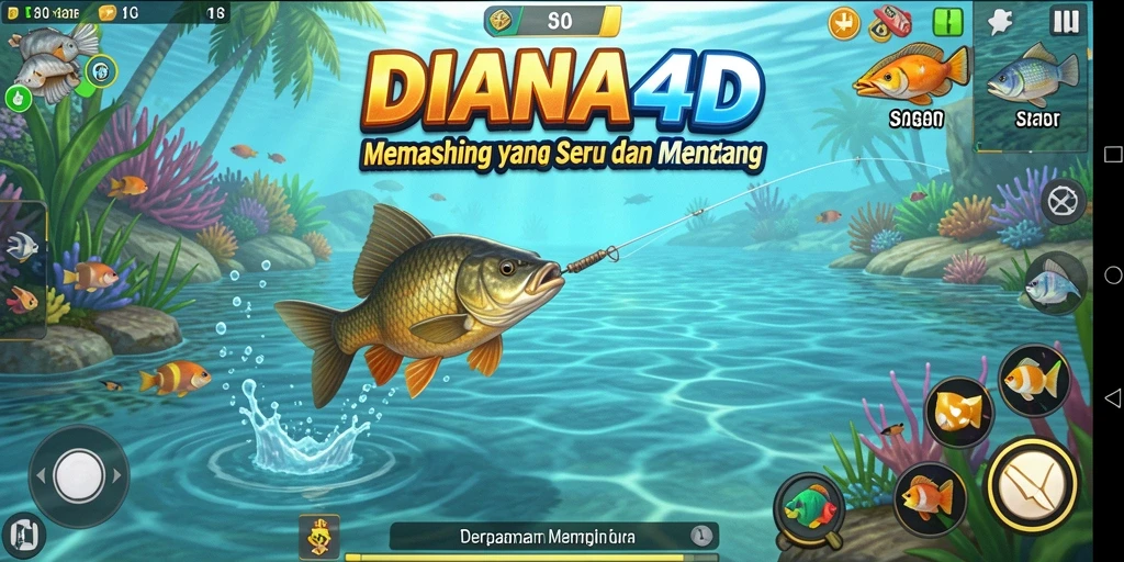 Tampilan gameplay DIANA4D yang menarik saat memancing.