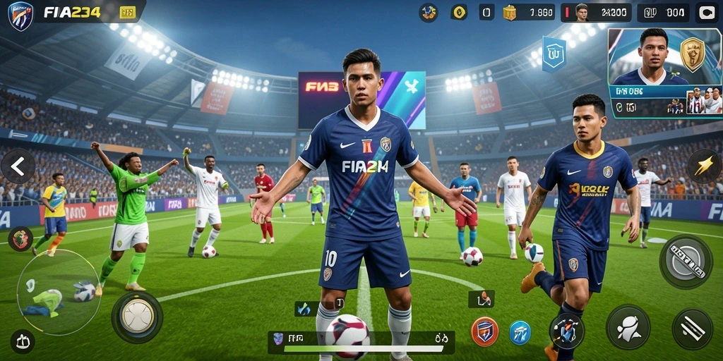 Tampilan gameplay seru dalam FIFA234 yang penuh tantangan.