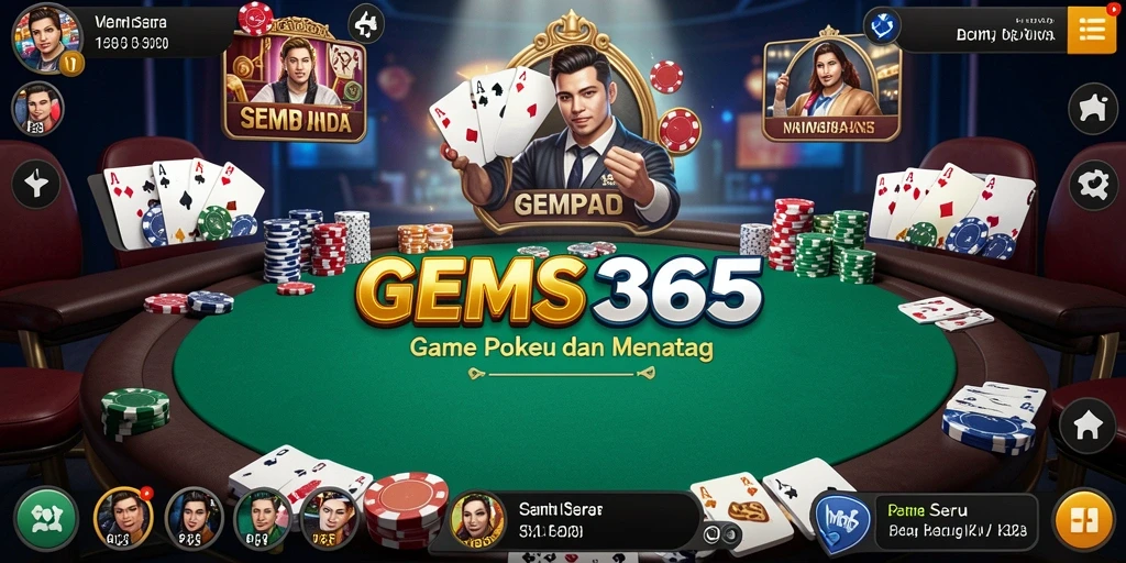 Tampilan permainan Poker yang mendebarkan di GEMS365.