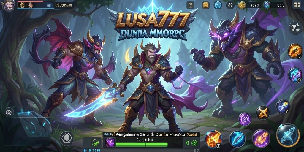 Screenshot gameplay LUSA777 menampilkan pertarungan epik di dunia MMORPG.