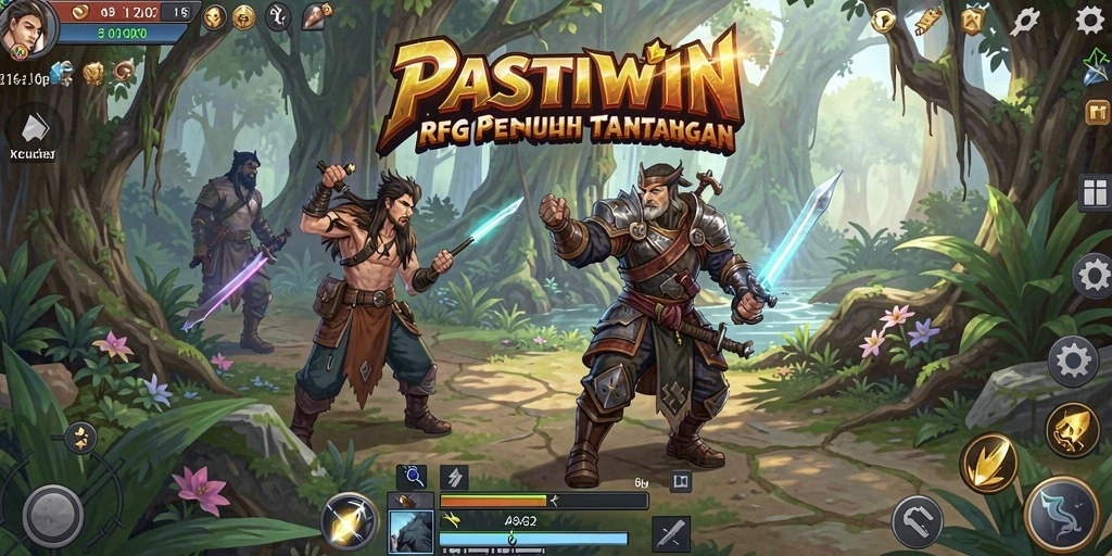 Tampilan gameplay seru PASTIWIN saat bertarung melawan monster.
