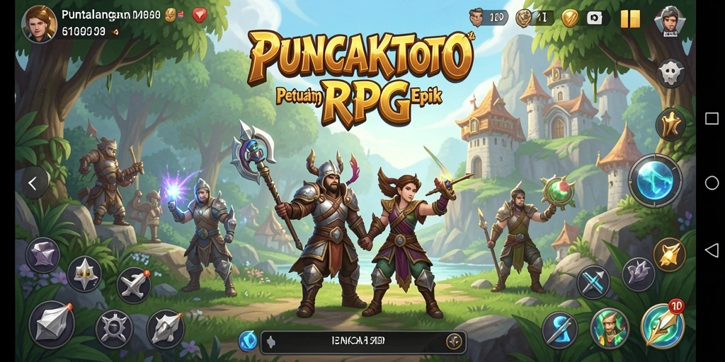 Tampilan gameplay epik PUNCAKTOTO dengan petualangan RPG yang seru.