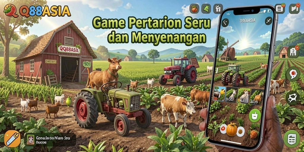 Screenshot permainan QQ88ASIA menampilkan aktivitas Farming yang seru.
