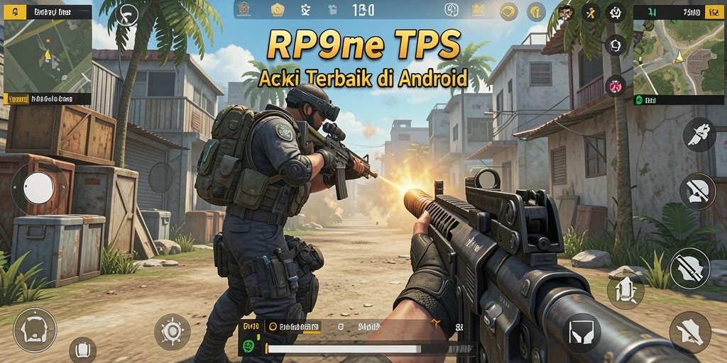Tampilan utama screenshot RP99 dengan aksi gameplay TPS yang dinamis.